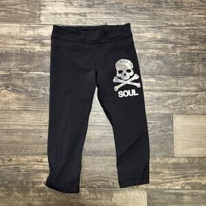 Lululemon Black Leggings Camo Soul Cycle Skull Womens Size 4 Capris Cropped